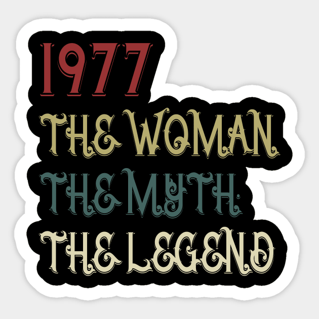 Vintage Retro 1977 Legend Gift 43rd Birthday Womens Sticker by Damsin